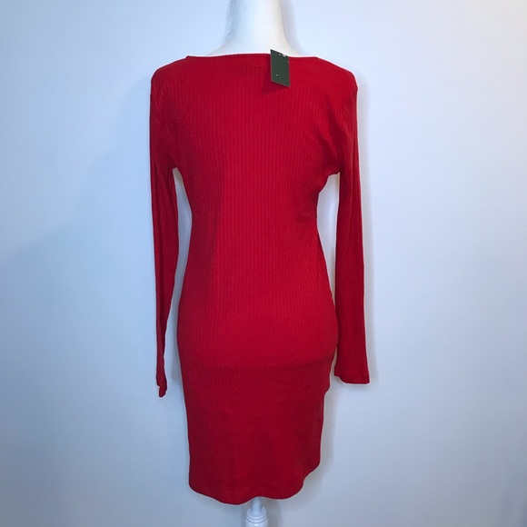 SOLD| Wild Fable Red Ribbed Bodycon Dress Large L - Picture 3 of 6